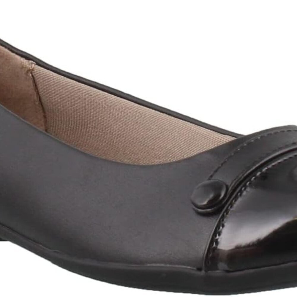 Women's Faux Leather Flats 8 Medium Wide Slip-On Comfort Stylish - Picture 3 of 8